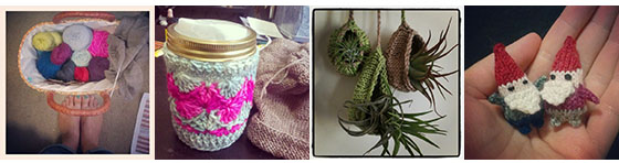 My knitting basket | 155/365, Mason Jar Cozy | 150/365, Airplant Pods | 46/365, Two Mini Gnomes | 363/365